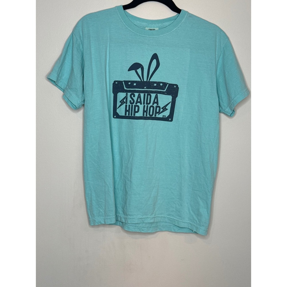 Comfort Colors Said A Hip Hop Cassette Graphic Tee Aqua Blue Youth XL Women S